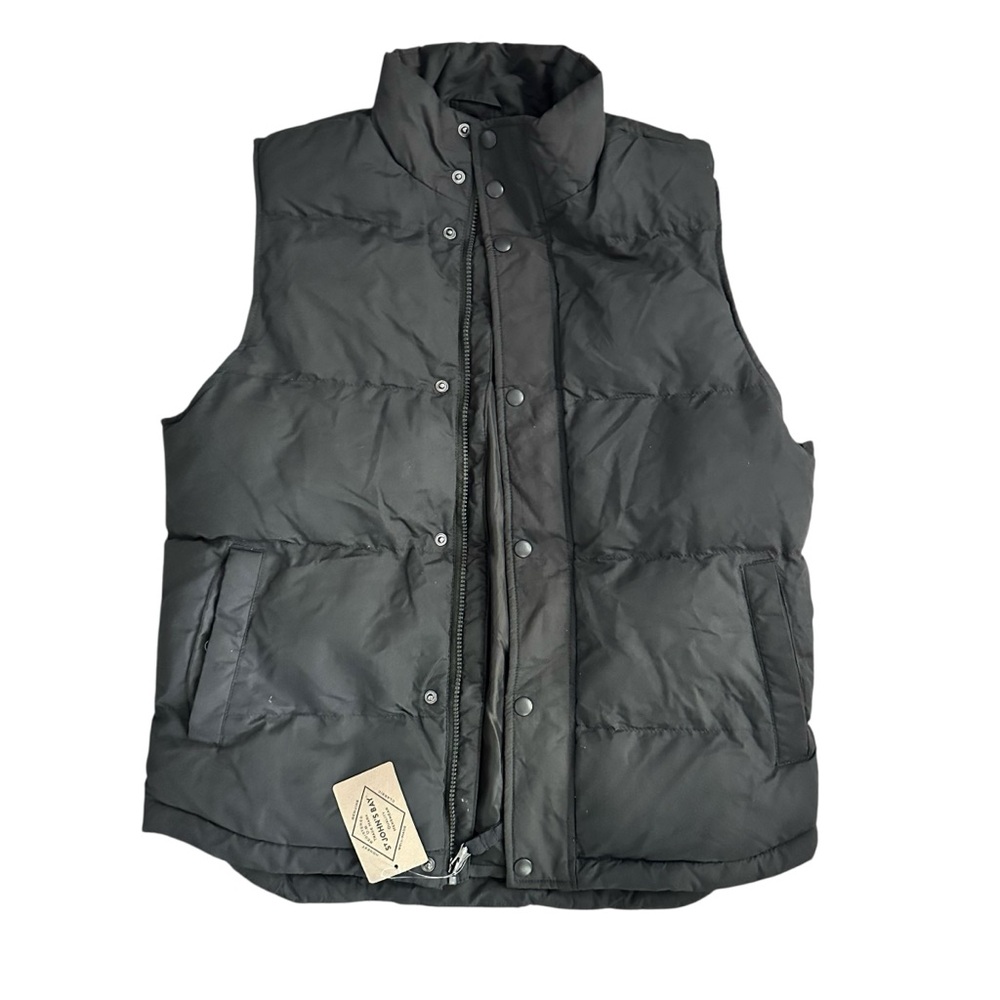 ST JOHN'S BAY Pendleton Black Quilted Vest with High Collar